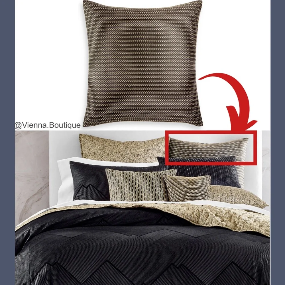 NWD‎ Hotel Collection Linear Chevron (1) European Euro Case Sham in Black